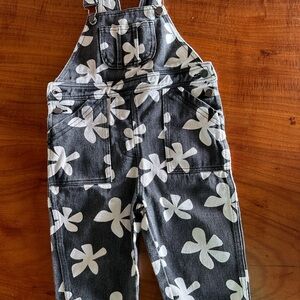 Black and White Floral Overalls